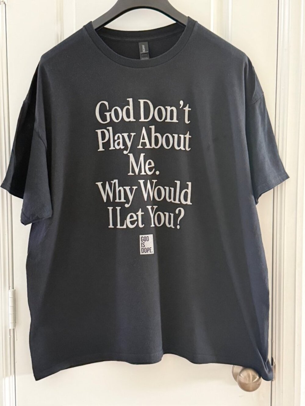 God Is Dope Graphic Black T-Shirt 2XL Heavy Cotton Bold Religious Statement Tee